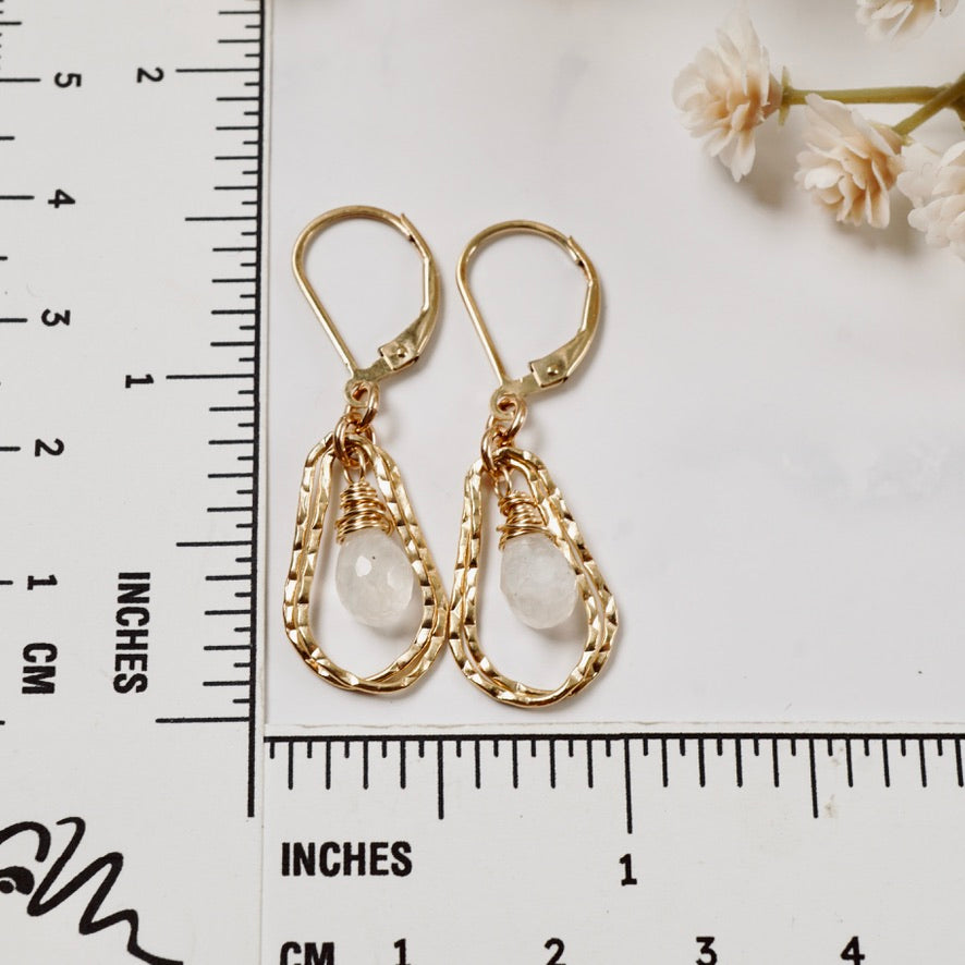 Double Hoop Petite Moonstone Earrings