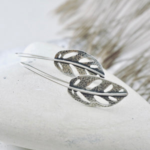 BG - Long Monstera Earrings (Sterling Silver)