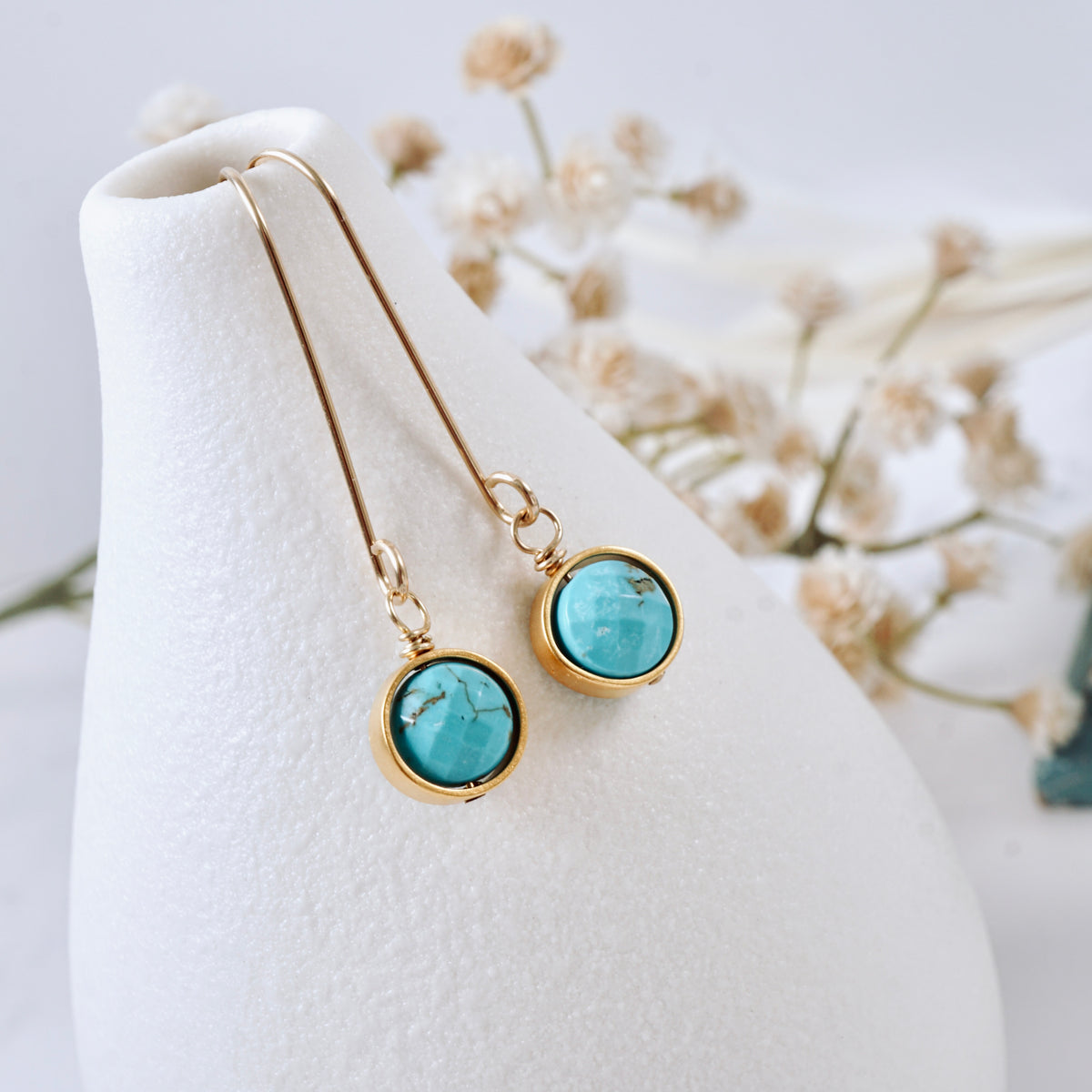 Turquoise Orbit Long Drop Earrings