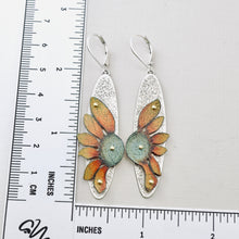 Load image into Gallery viewer, RH - Wildflower Oval Drop Earrings (Orange &amp; Sage) - CUSTOM ORDER