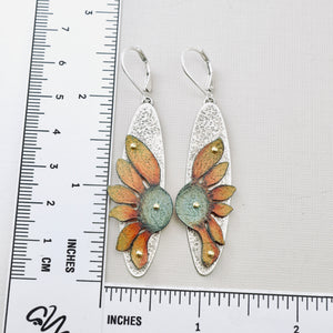 RH - Wildflower Oval Drop Earrings (Orange & Sage) - CUSTOM ORDER