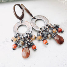 Load image into Gallery viewer, TN Mexican Fire Opal Petite Chandelier Earrings (Copper)