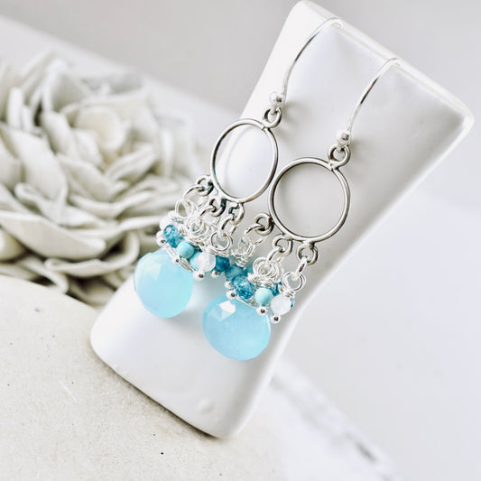 Blue Chalcedony Petite Chandelier Earrings
