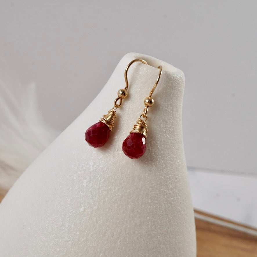 Natural Petite Ruby Drop Earrings
