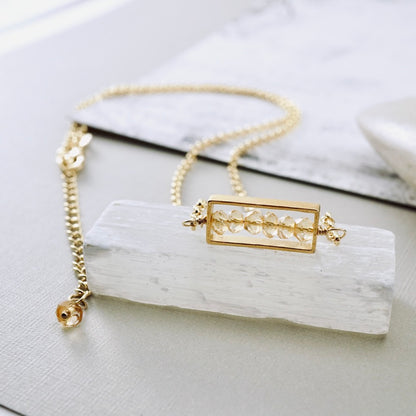 Citrine Petite Bar Necklace (GF)
