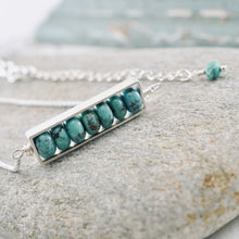 Load image into Gallery viewer, TN Natural Turquoise Long Bar Necklace (SS)