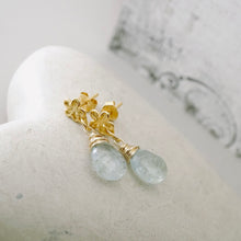 Load image into Gallery viewer, TN Petite Aquamarine Flower Earrings (Vermeil)