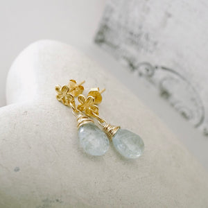 TN Petite Aquamarine Flower Earrings (Vermeil)