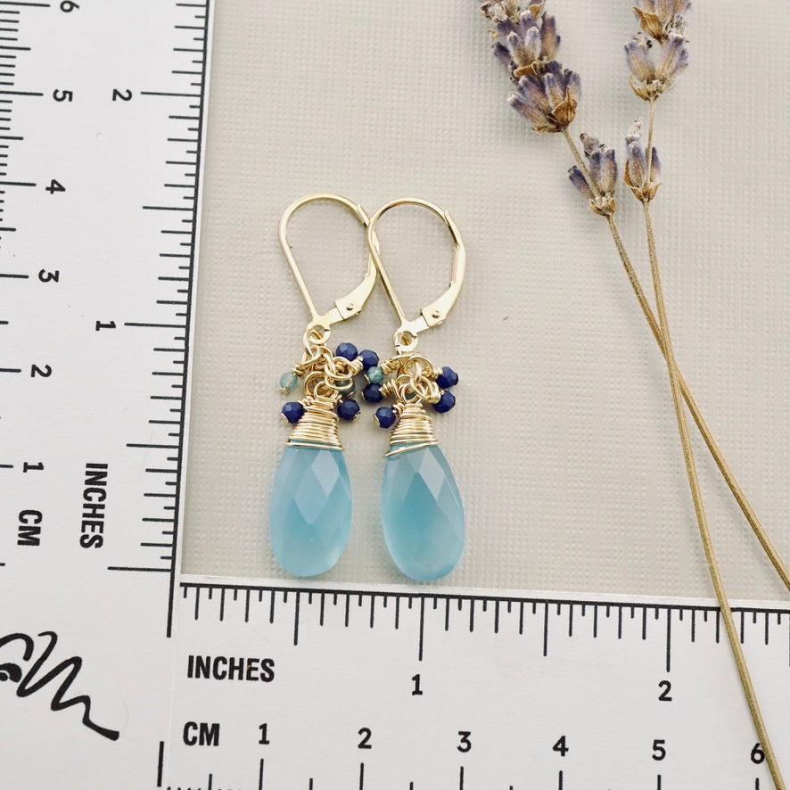 Frosty Blue Chalcedony & Lapis Earrings