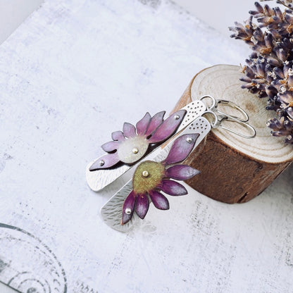Wildflower Tapered Drop Earrings (Mulberry & Gold)