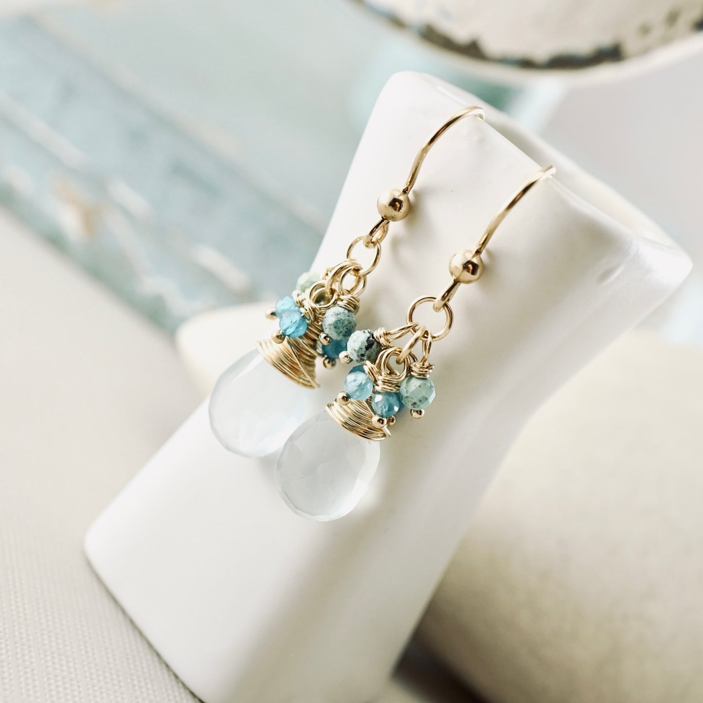 Blue Chalcedony & Apatite Earrings