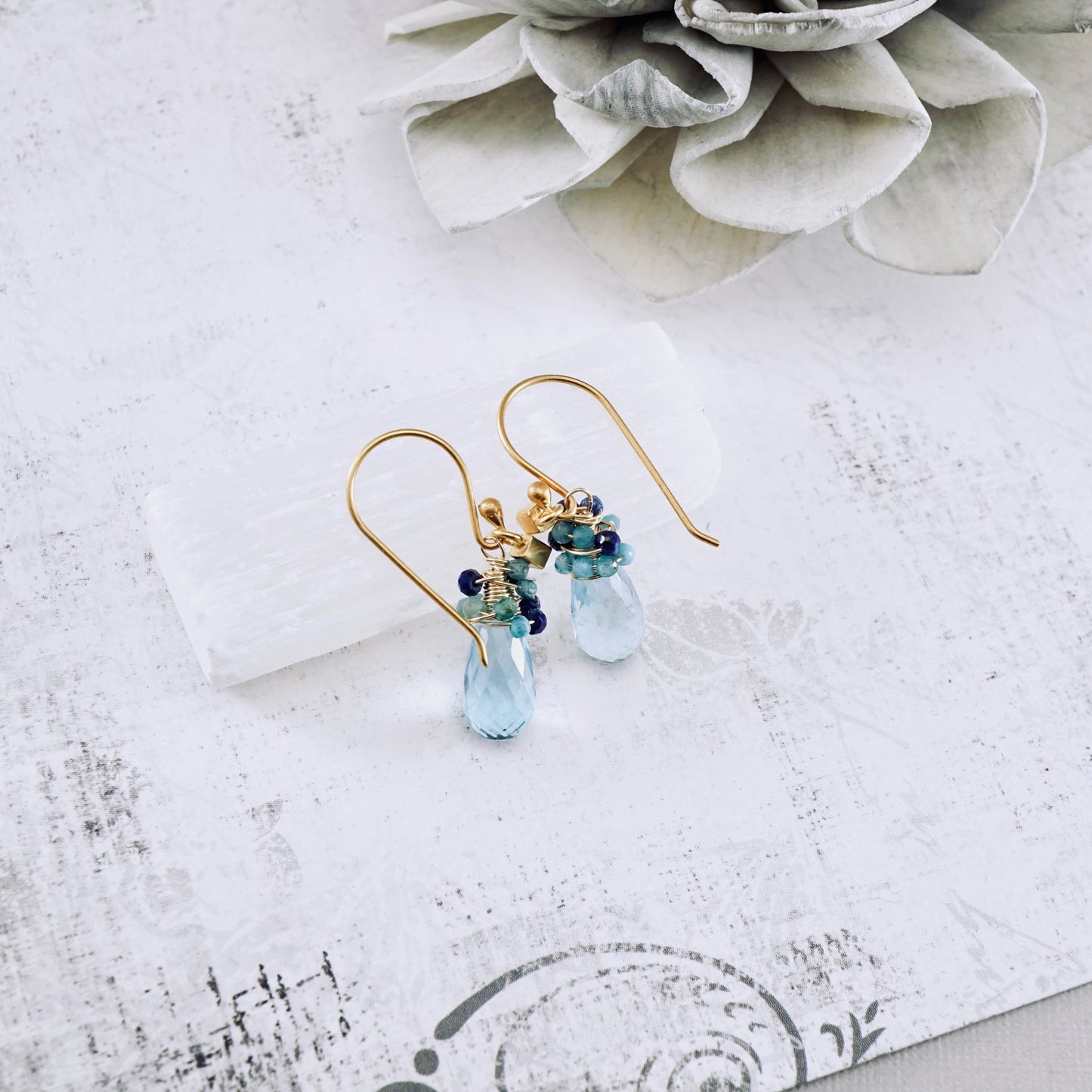 Blue Topaz, Apatite & Lapis Nested Earrings