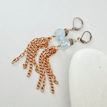 Load image into Gallery viewer, TN Boho Shoulder Duster Blue Quartz Earrings (Copper)