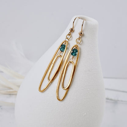 Blue Quartz Elongated Double Hoop Earrings