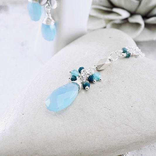 Blue Chalcedony Cluster Pendant