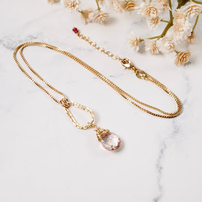 Mystic Pink Quartz Double Hoop Pendant