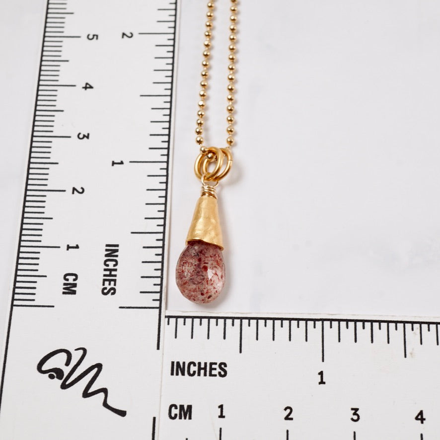 Strawberry Quartz Vermeil Drop Pendant