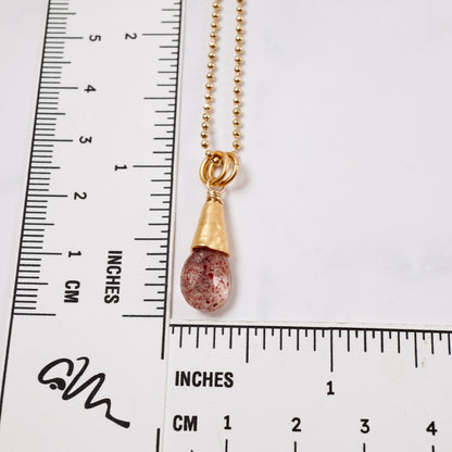 Strawberry Quartz Vermeil Drop Pendant