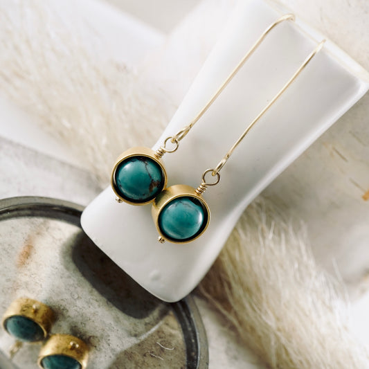Green Turquoise Globe Earrings