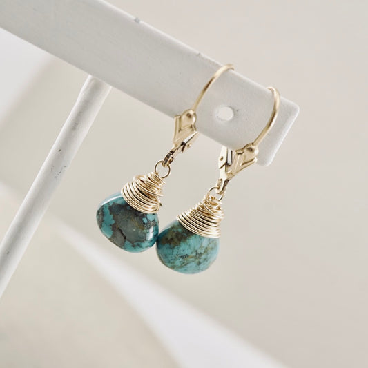 Natural Turquoise Petite Drop Earrings