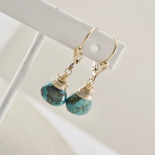 Load image into Gallery viewer, TN Natural Turquoise Petite Drop Earrings (GF)