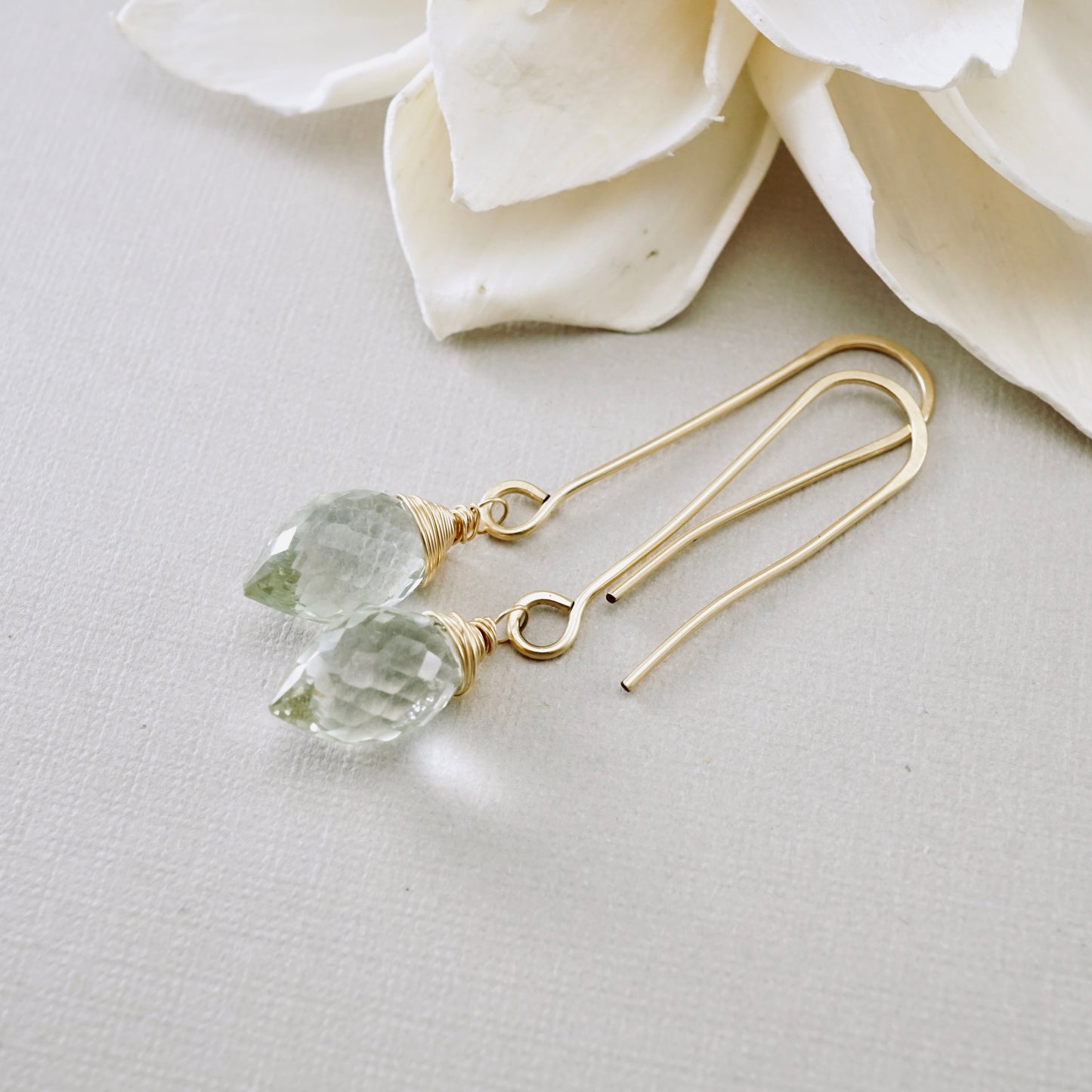 Green Amethyst Long Earrings