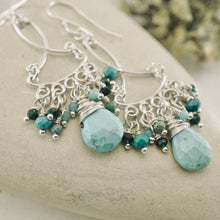 Load image into Gallery viewer, TN Natural Turquoise Cocktail Chandelier Earrings (SS)