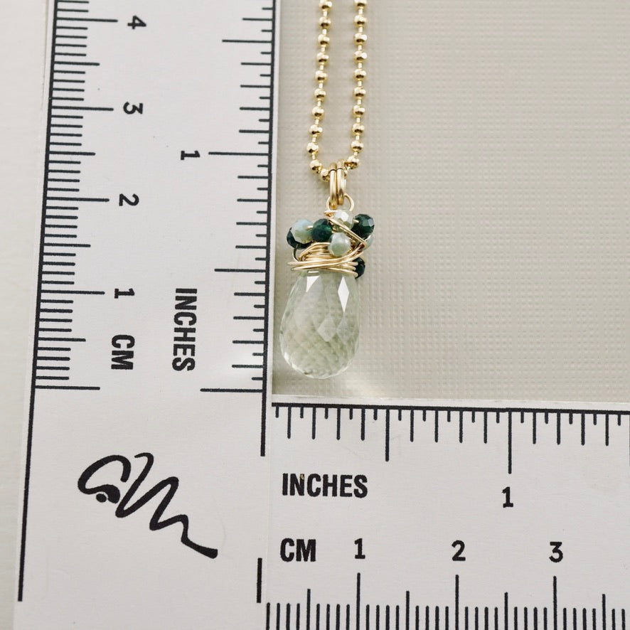 Petite Green Amethyst Wrap Pendant