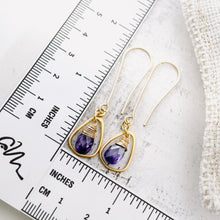 Load image into Gallery viewer, TN Lavender CZ Triangle Drop Earrings (Gold-filled)