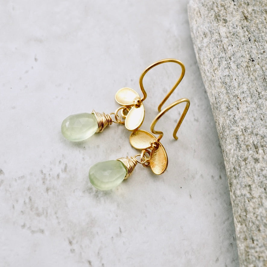 Ladybug Prehnite Drop Earrings