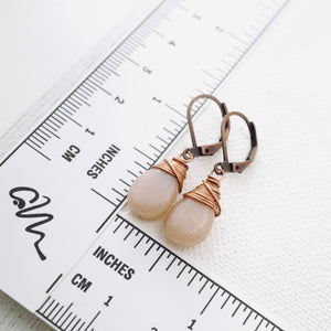 TN Peach Moonstone Drop Earrings (Copper)
