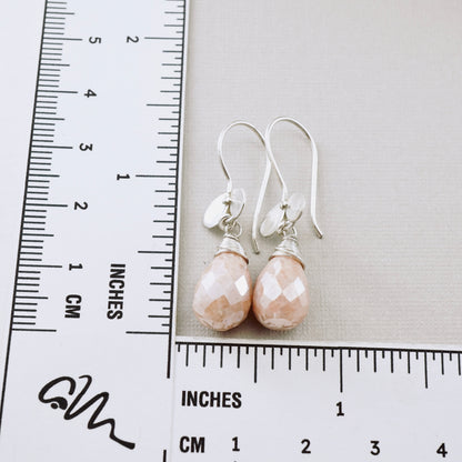 Rose Quartz Ladybug Drop Earrings