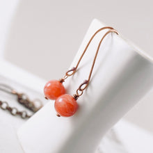 Load image into Gallery viewer, TN Hot Pink Agate Long Earrings (Copper)