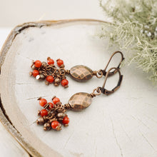 Load image into Gallery viewer, TN Coral Cluster Hammered Bead Earrings (Copper)