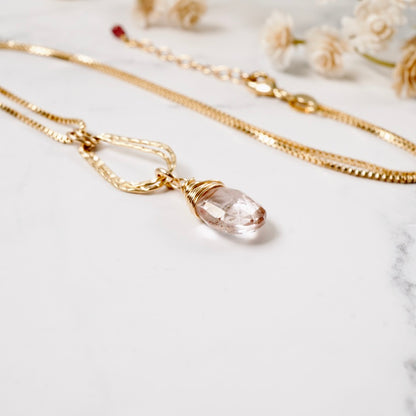 Mystic Pink Quartz Double Hoop Pendant