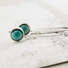 Load image into Gallery viewer, TN Natural Turquoise Globe Earrings (Sterling)
