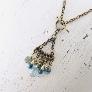 TN Blue Kyanite & London Blue Topaz Pendant (Brass)