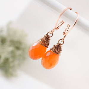 TN Faceted Carnelian Drop Earrings (Copper)