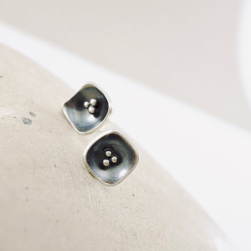 Square Pods Classic Stud Earrings (Sterling Silver)
