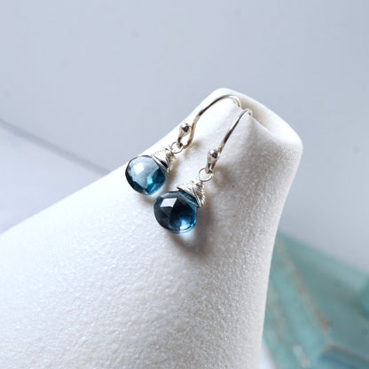 Petite London Blue Topaz Drop Earrings