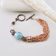 Load image into Gallery viewer, TN Boho Shoulder Duster Blue Quartz Earrings (Copper)