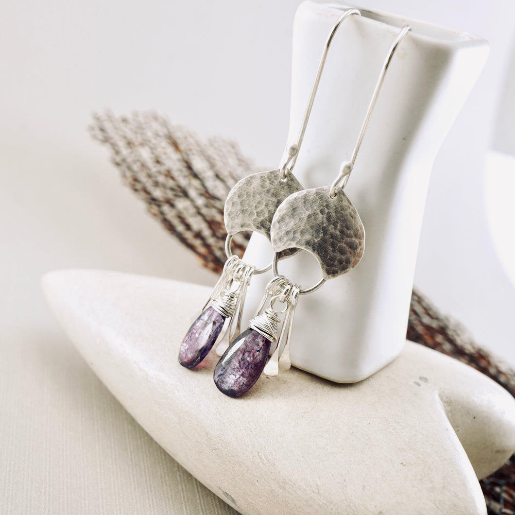 AM – Purple Kyanite Crescent Earrings (SS)