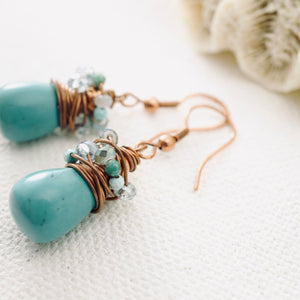 TN Turquoise Wrap Drop Earrings (Copper)
