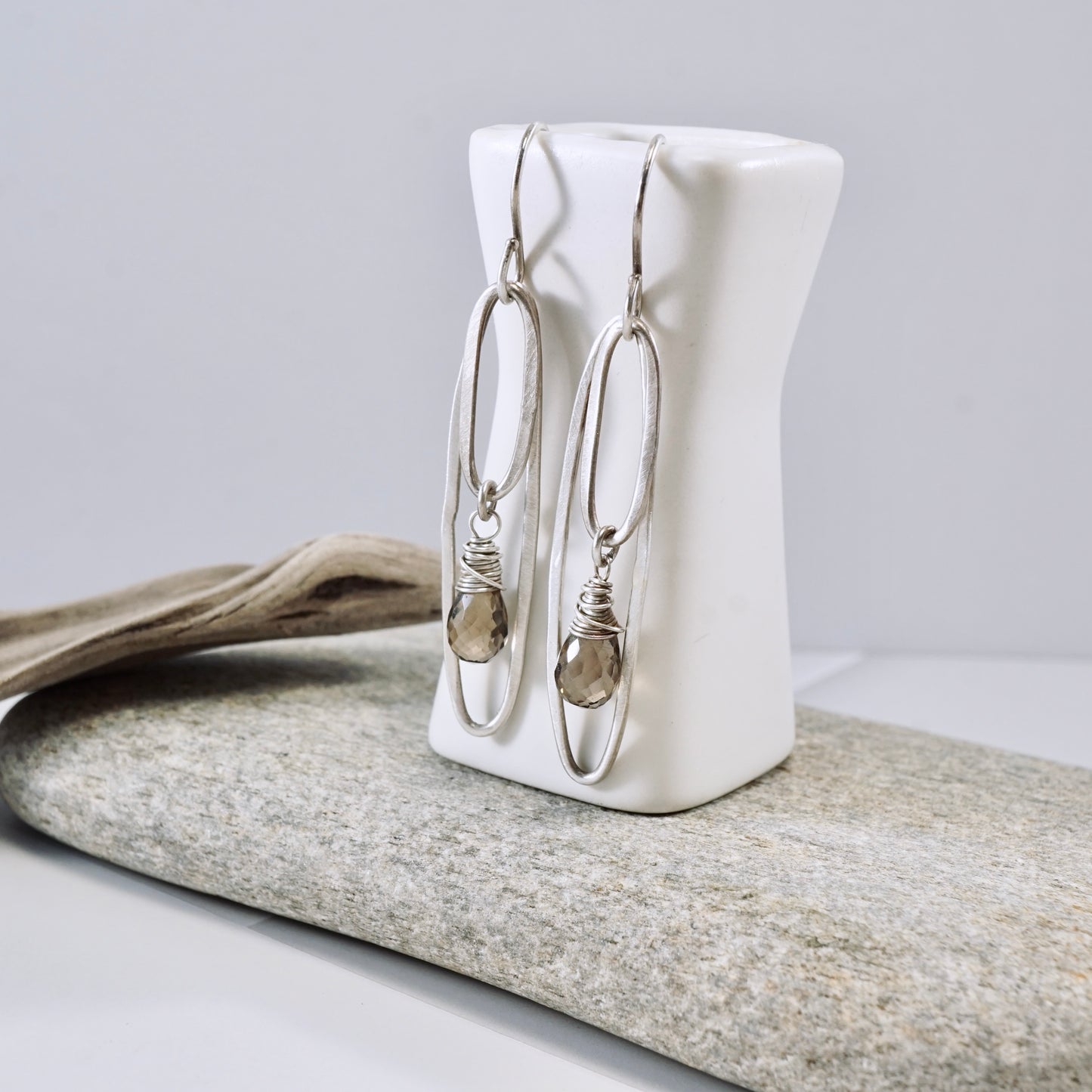 Smoky Quartz Double Hoop Earrings