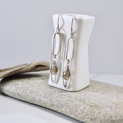 Smoky Quartz Double Hoop Earrings