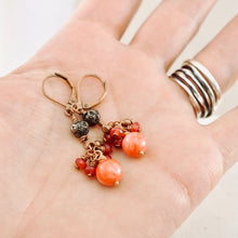 Load image into Gallery viewer, TN Pink Jade Cluster Earrings (Copper)