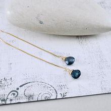Load image into Gallery viewer, TN London Blue Topaz Threader Earrings (GF)