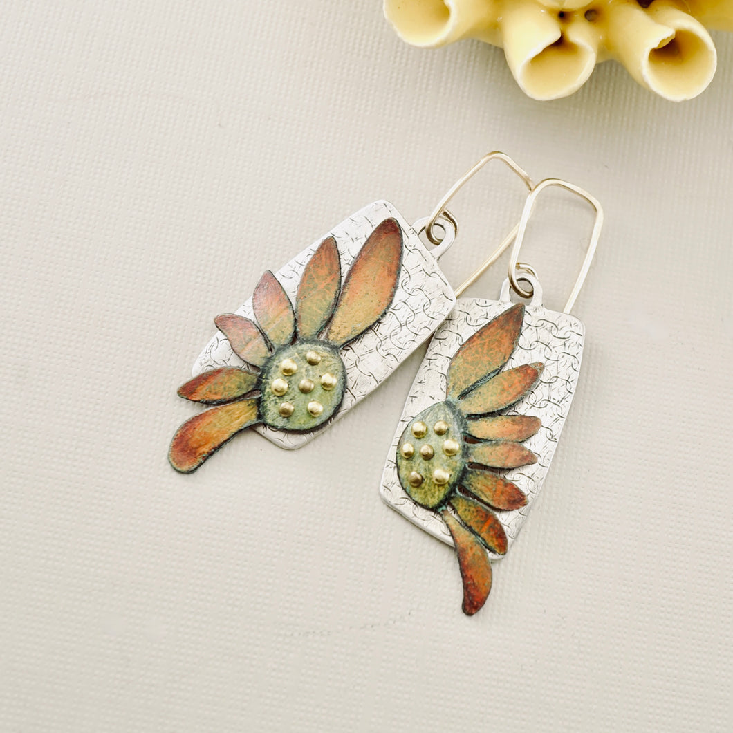 RH - Terracotta & Sage Coneflower Earrings (SS-GF) CUSTOM ORDER