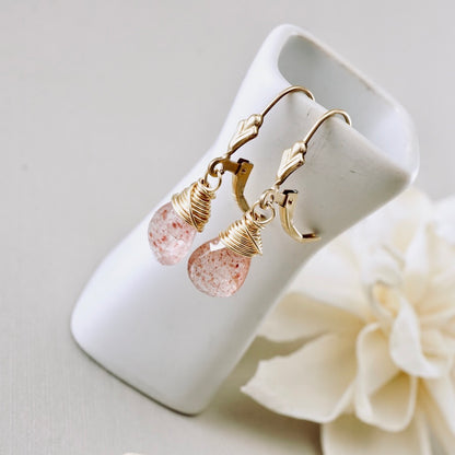 Strawberry Quartz Drop Earrings