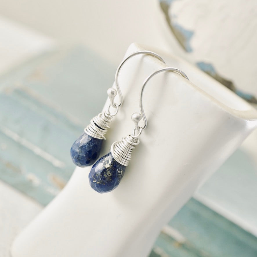 Lapis Drop Earrings - French Ear wire
